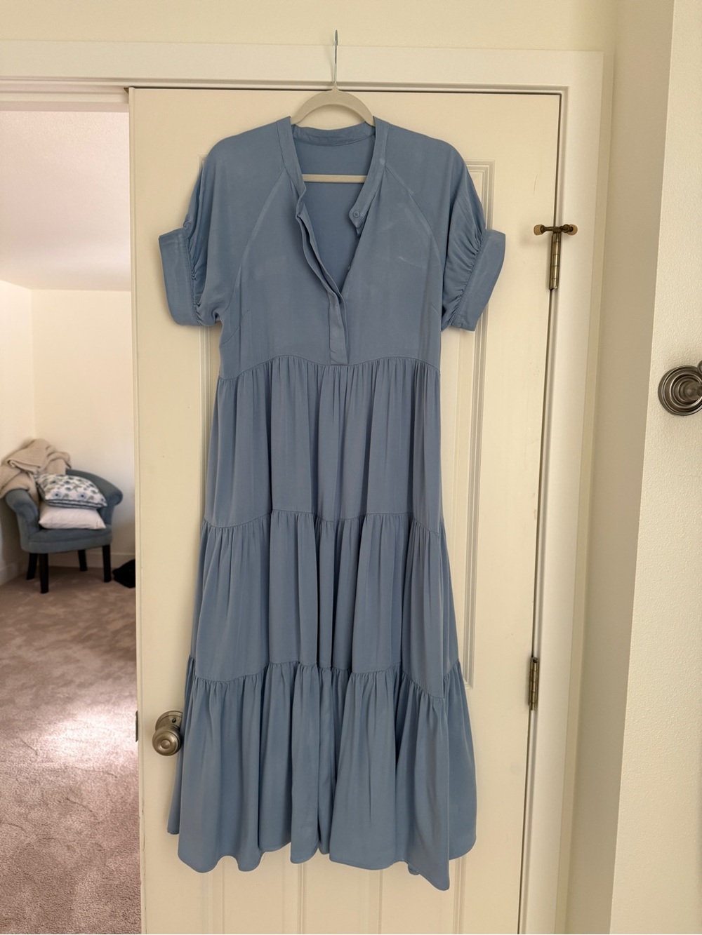 bohme Light Blue Tiered Maxi Dress